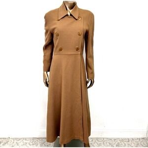 VTG JONES NEW YORK Camel Tan Wool Blend Full Length Coat Size 8 USA Old Money